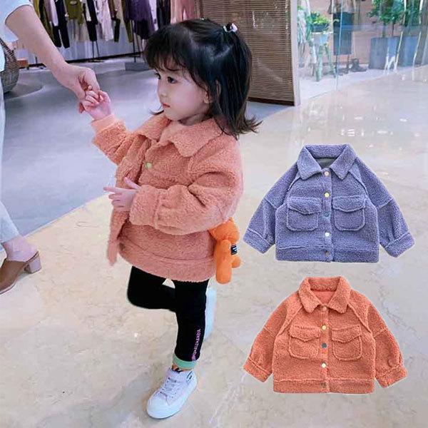 韓国子供服 アウター キッズ ベビー 女の子 ジャケット ラペル フワフワ 可愛い お出かけ 通園 通学 オレンジ パープル 秋着 冬着 80 90 100 110 1 130 Y アユストア 通販 Yahoo ショッピング
