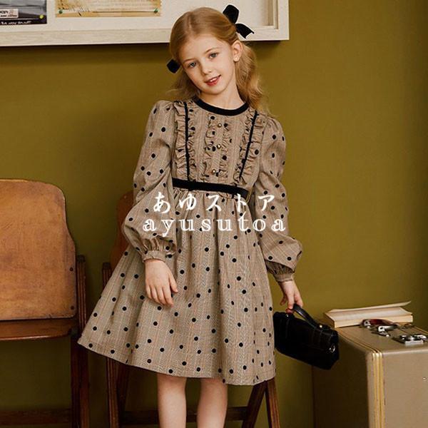 ワンピース キッズ 子供服 女の子 春秋 長袖ワンピース ドット柄 子供ドレス ピアノ 発表会 結婚式 韓国子供服 ジュニア ベビー服 お姫様 おしゃれ 可愛い 新品 Y アユストア 通販 Yahoo ショッピング