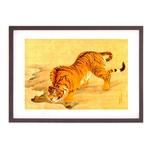 版画 絵画 名画 日本画 水呑虎図 円山応挙 インテリア 壁掛け 額入り