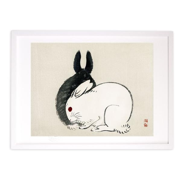 版画 絵画 名画 日本画 うさぎ 幸野楳嶺 インテリア 壁掛け 額入り アート モダン アートフレーム おしゃれ