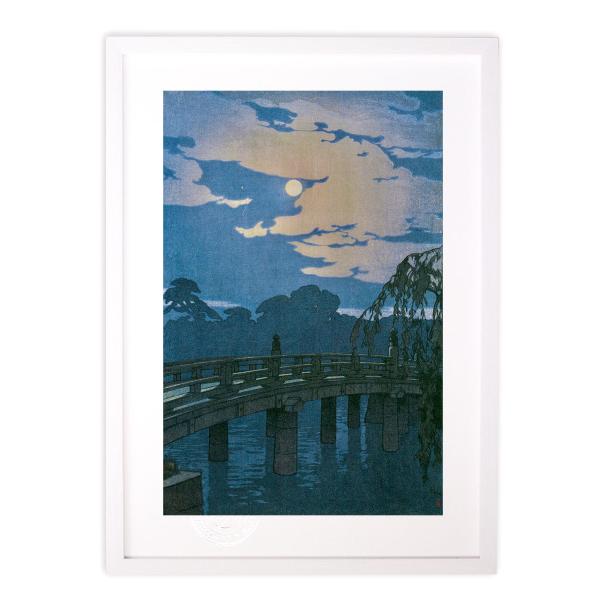 吉田博、【平河橋】、希少な額装用画集より、美品、新品額装付 吉田博、金と白、希少な額装用画集より、新品高級額装付、状態