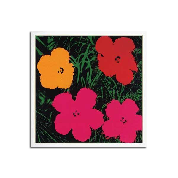 ポップアート 名画 アンディ ウォーホル 花 赤・黄色・ピンク2輪(1967