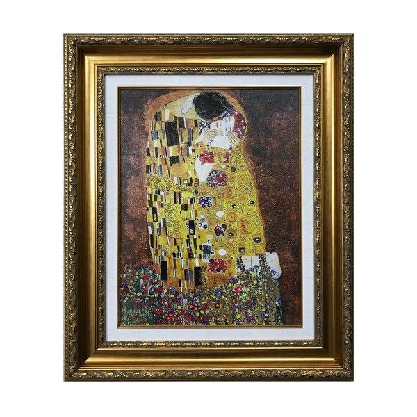 Gustav KLIMT ／接吻／キス／額縁入り 絵画 複製名画 F6号サイズ グスタフ・クリムト キス（接吻