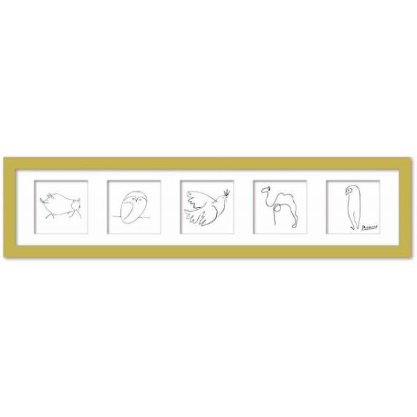 名画 ラインアート パブロ ピカソ 署名入り 一筆書き動物 アニマル5連フレーム ブタ フクロウ 平和のハト ラクダ フクロウ ナチュラルフレーム Mサイズ Ka Ps 5003 日本唯一の風景専門店 あゆわら 通販 Yahoo ショッピング