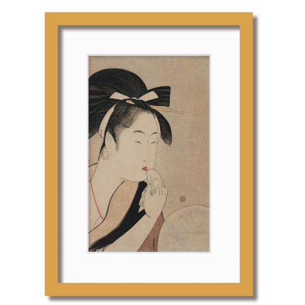 絵画 和楽シリーズ インテリアアート 喜多川 歌麿/浮世絵/美人画/口紅