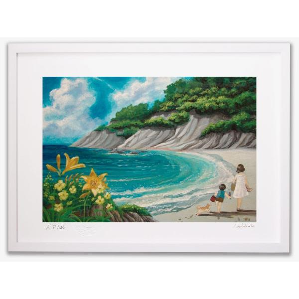 ◉ 絵画「 浜辺 27 」油彩画　額縁付 ◉ 絵画「 浜辺 27 」油彩画額縁付