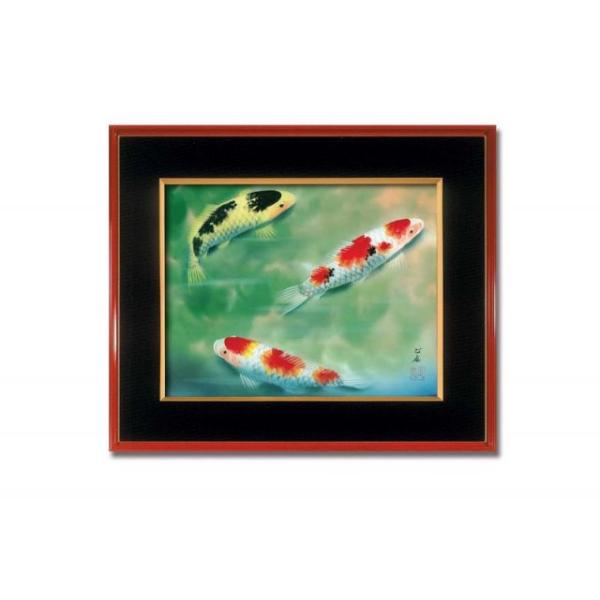 手描き油絵 絵画 葛谷聖山（梅月）日本画額F6金 「赤富士 壁掛け 壁