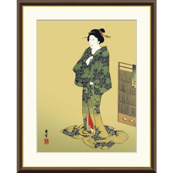 10年保証 絵画 版画 浴衣美人図 歌川広重 手彩仕上 高精細巧芸画 F6