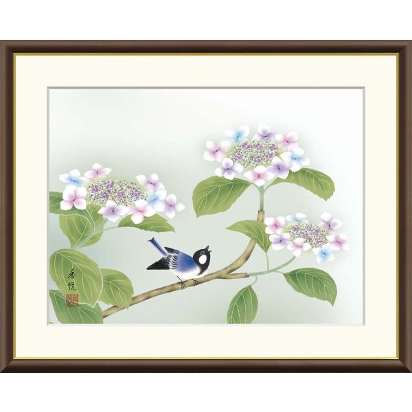 10年保証 絵画 版画 紫陽花 西尾香悦 手彩仕上 高精細巧芸画 F6 : 日本