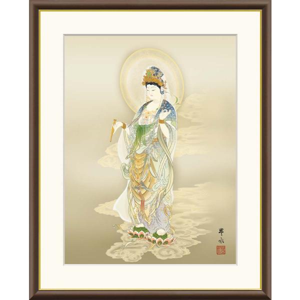 10年保証 絵画 版画 聖観音 天野豊水 手彩仕上 高精細巧芸画 F6