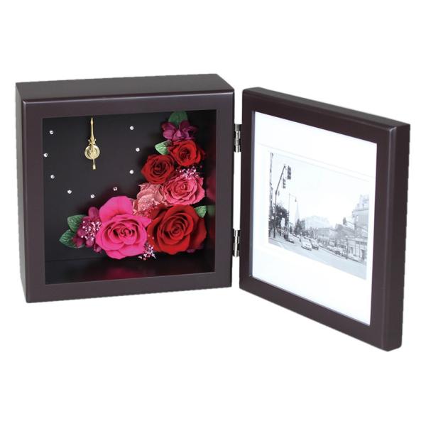 プリザーブドフラワー ピクチャーローズクロックM BR RE 「ラッピング