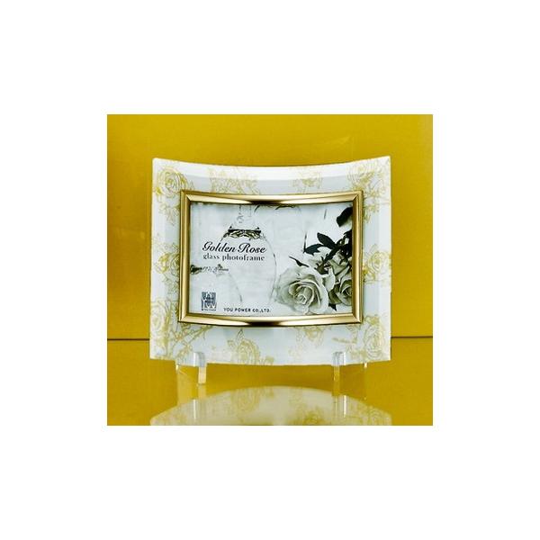 ゴールデンローズ ガラスフォトフレーム 1ウィンドー(ホワイト) 絵画 壁掛け 壁飾り インテリア 油絵 花 アートパネル ポスター 絵 額入り リビング 玄関