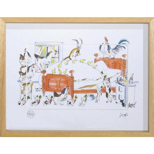 アートフレーム こねこのぴっちベッド ハンス・フィッシャー原作 絵画