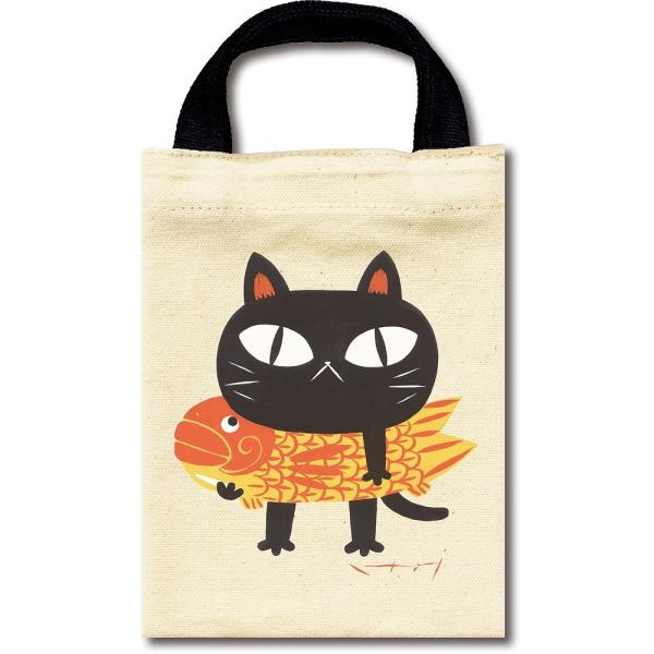 バッグ 糸井忠晴 コットン ミニバッグ「夢ねこ」 ゆうパケット 猫 ギフト かわいい イラスト 小さめ かばん プレゼント マグネットフック おでかけ 手提げ