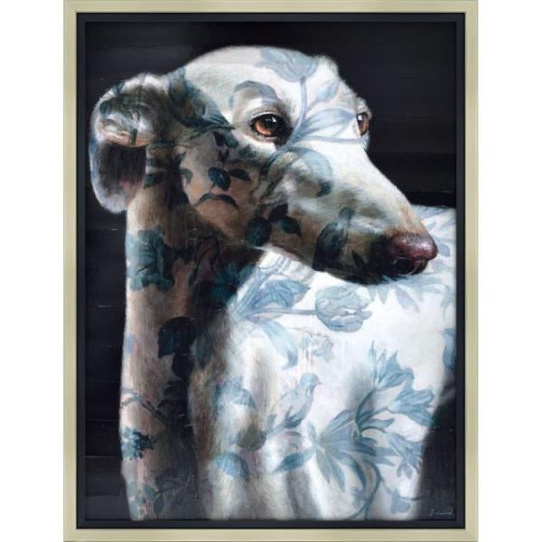 【美品】犬 絵画 ワイマラナー 額装 樹脂加工 アンティーク調 絵画 ジャック ワイルド ハウンド マジェスティック インテリア