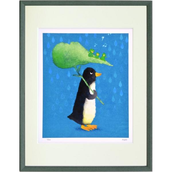 絵画 壁掛け 合唱カエルとペンギン(菜生) インテリア 壁掛け 額入り 油絵 ポスター アート おしゃれ ZNO61090日本唯一の風景