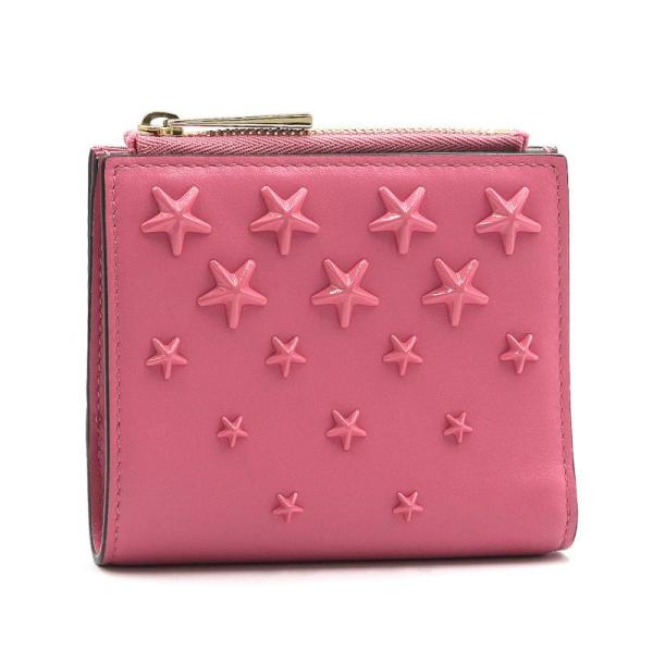 ジミーチュウ 財布 二つ折り/ミニ財布 JIMMY CHOO 財布 カーフレザー ハニ HANNI スタースタッズ ピンク【中古】 azabujuban-blanc_c240400052628