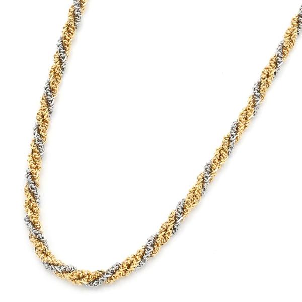 ゴールド ツイストリング付き☆K10YGチェーン ネックレス☆ ツイストチェーンネックレス K18YG K18WG ツイストネックレスチェーン