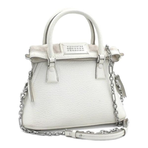 【値下】メゾンマルジェラ 5AC ベビー 2WAYハンドバッグ ホワイト レザー Maison Margiela（メゾンマルジェラ） 5ACマイクロ カーフレザー