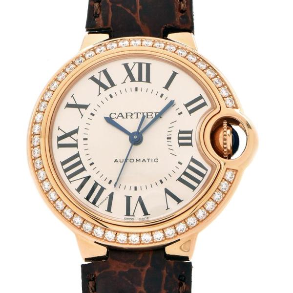 カルティエ バロンブルー ドゥ カルティエ ウォッチ 33mm 11Pダイヤ Ballon Bleu De 33mm W3BB0021 箱 保証書 K18PG/SS レディース時計 シルバー 仕上げ済 美品 【中古】 バロン ブルー ドゥ カルティエ 33mm[W4BB0021] Ballon Bleu de