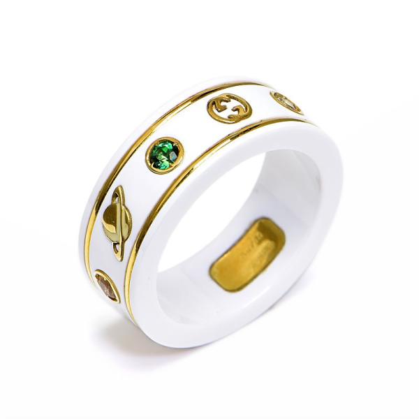 GUCCI リング 百貨店購入 ジェムストーン 指輪 アイコン〕オンライン限定 ジェムストーン付き 18K リング18K
