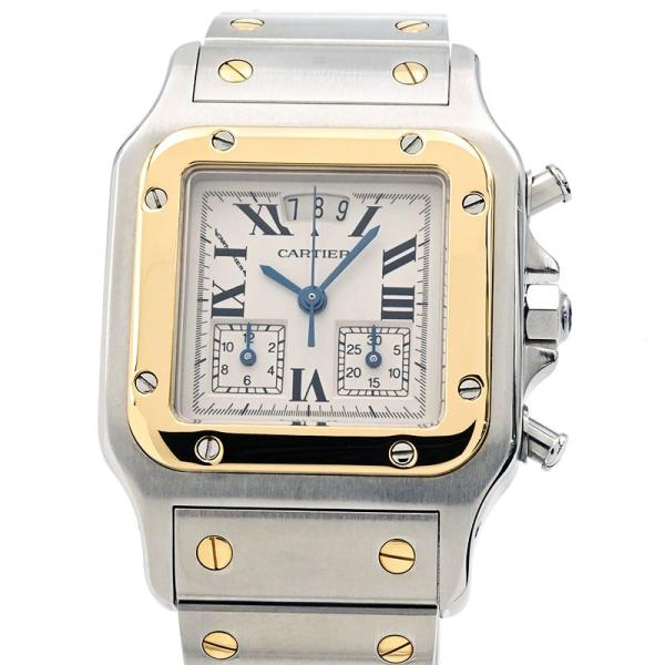 カルティエ サントスガルベLM クロノリフレックス 28mm W20042C4 メンズ 腕時計【Aランク】【中古】 SANTOS DE CARTIER カルティエ メンズ サントスガルベLM クロノリ