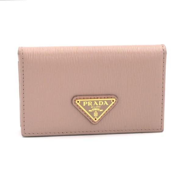 PRADA（プラダ） カードケース レザー ピンクベージュ ゴールド金具