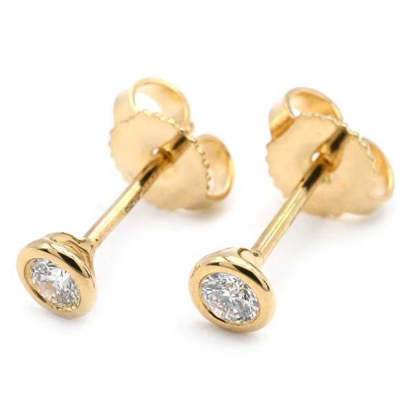 ティファニー ダイヤモンド バイ ザ ヤード ピアス K18YG 両耳合計0.16ct ダイヤ 一粒 18金 YG イエローゴールド 地金0.9g 中古 送料無料