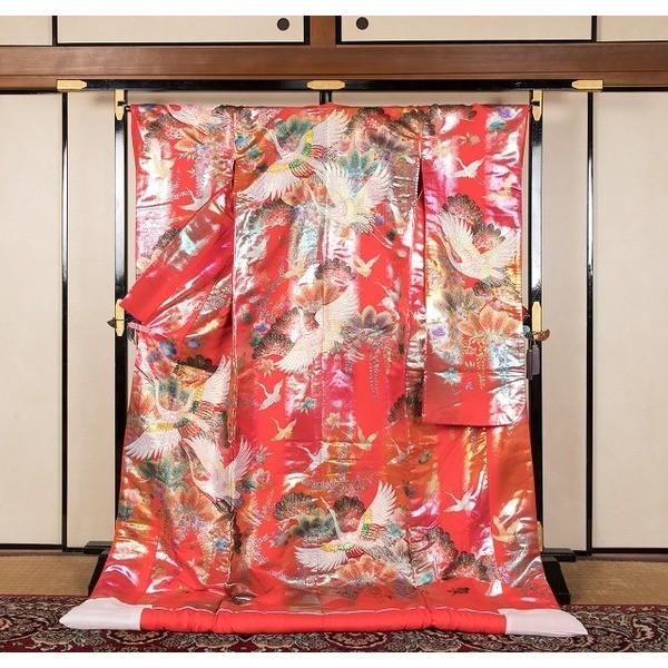 花嫁さんの打掛 朱赤地 飛び鶴に藤花 25099＃ : あざらし堂ヤフー店 