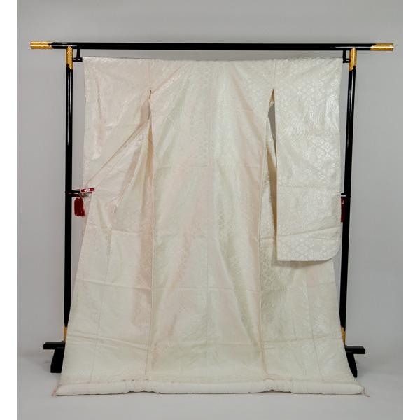 白無垢正絹P 現品限り》 used 正絹 白無垢 白地 ドンス 八重孔雀 鶴に四季桜 結婚