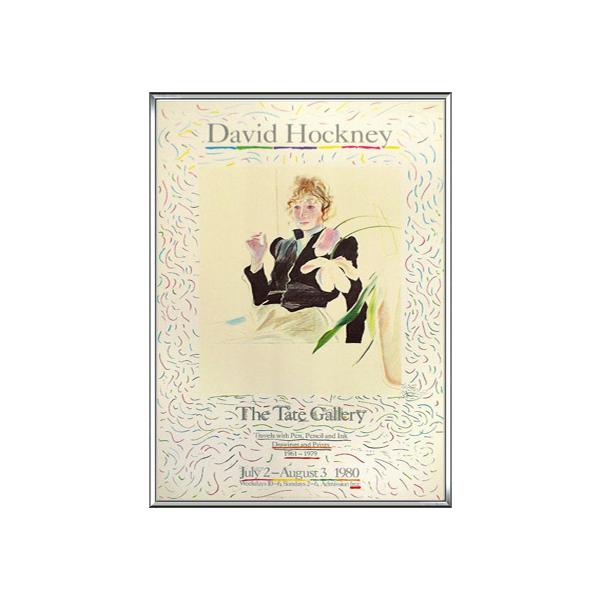 白い花と黒い目のセリア（デビット ホックニー） 額装品 アルミ製ハイ