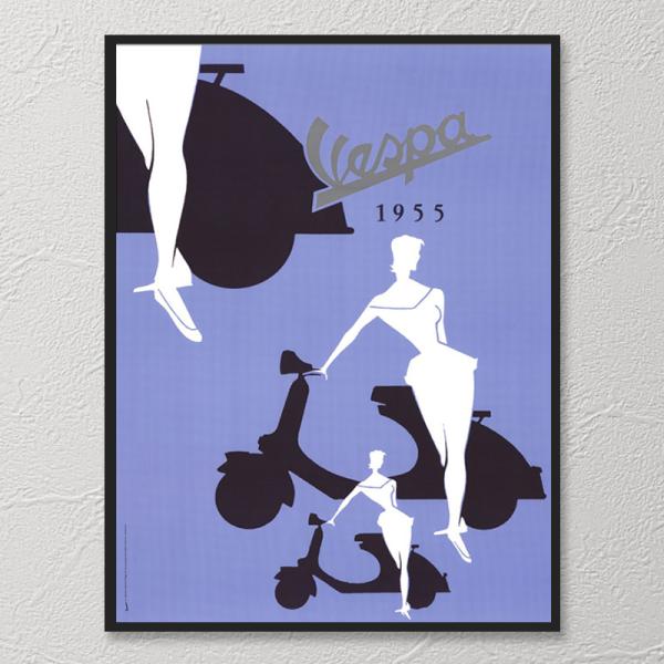 レトロなポスター【額装済】 額装済/Vespa /1955/アーティスト不明/アートポスター : azポスター
