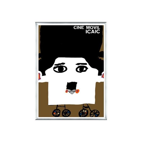 チャールズ・チャップリン　デニムアート　額縁付き チャールズ・チャップリンデニムアート額縁付き