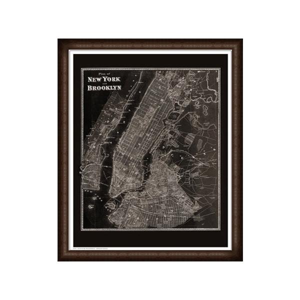 ポスター アート The Plan of New York and Brooklyn 1867（作者不明） 額装品 ウッドハイグレードフレーム
