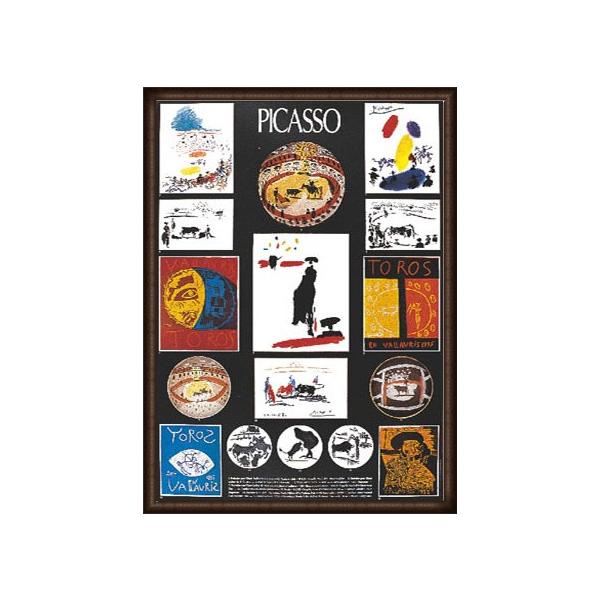 ポスター アート Toros Collage（パブロ ピカソ） 額装品 ウッドハイ 