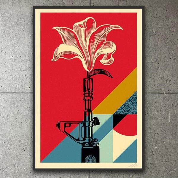 額装済/AR-15 Lily 手書きサイン入り（オベイ）/アートポスター 額装済/AR-15 Lily 手書きサイン入り（オベイ）/アートポスター : az