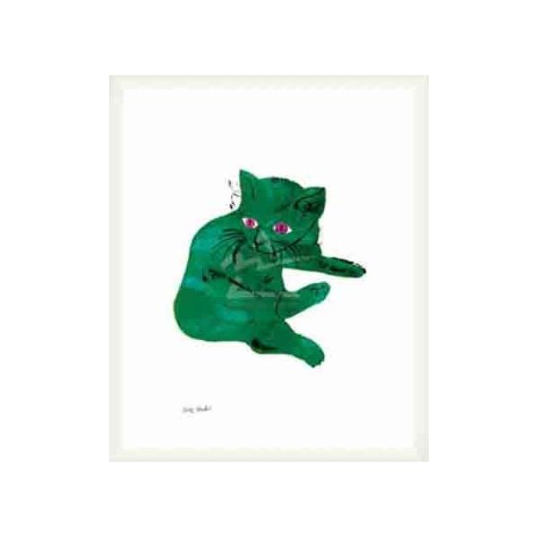 Untitled (Green Cat) c. 1956（アンディ ウォーホル） 額装品 ウッドベーシックフレーム