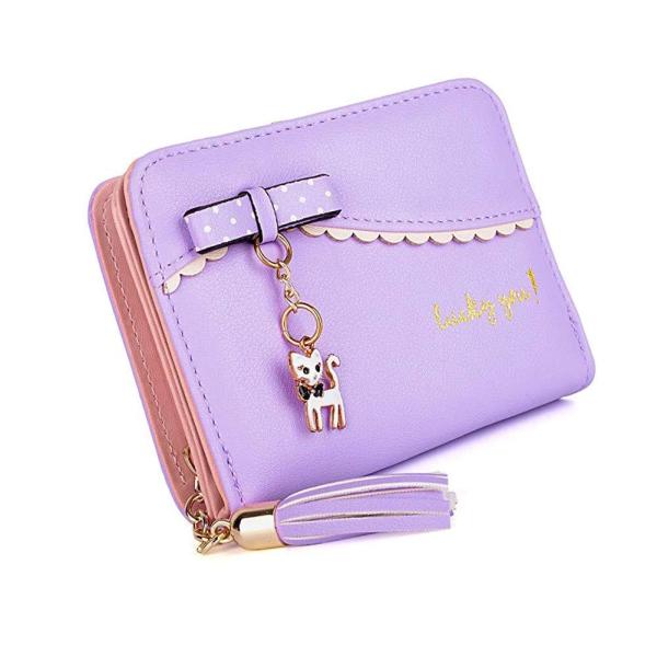 猫財布 女の子 ミニ財布 二つ折り かわいい ねこチャーム リボン 小さい財布 ラウンドファスナー ウォレットの価格と最安値 おすすめ通販を激安で