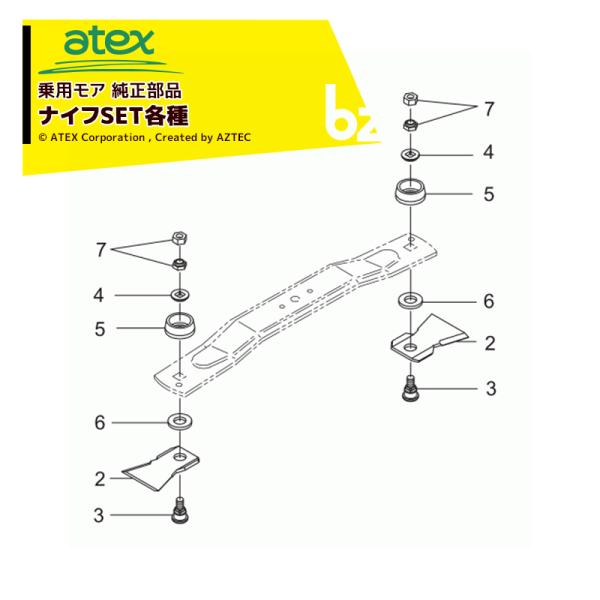 アテックス <オプション部品>乗用モア ナイフ (114A) SET R-980・R-983Z・R-980F・R-9824・R-9824F 1台分 台形刃 0672-982-200-0 法人様限定