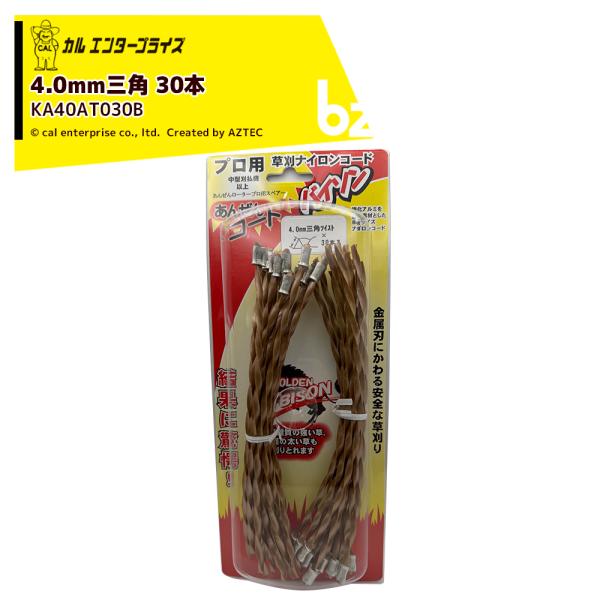 カルエンタープライズ 安全ロータープロ用コード 4.0mm三角ツイスト 30本（25ccクラス推奨） 三角ツイスト形状 ナイロンカッター KA40AT030B 法人様限定