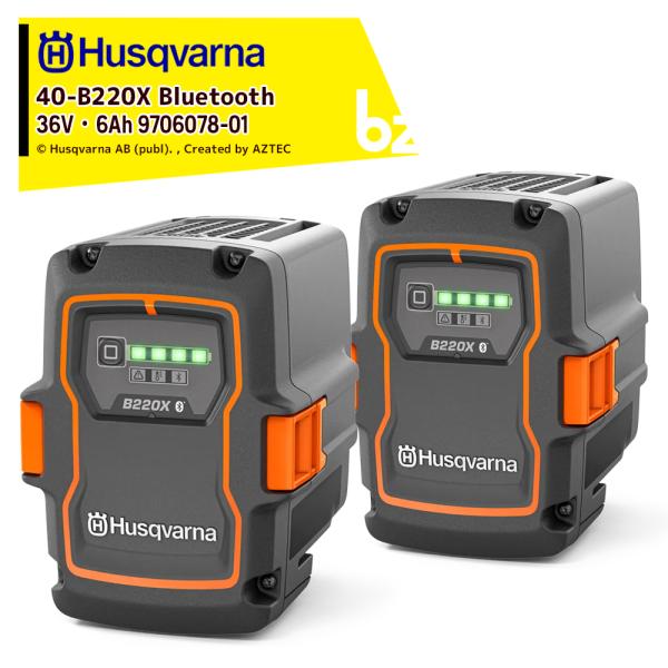 ＜2個セット品＞Husqvarna ハスクバーナ 36V・6Ah多用途 Li-Ion リチウムイオン バッテリー 40-B220X Bluetooth 9706078_01 法人様限定