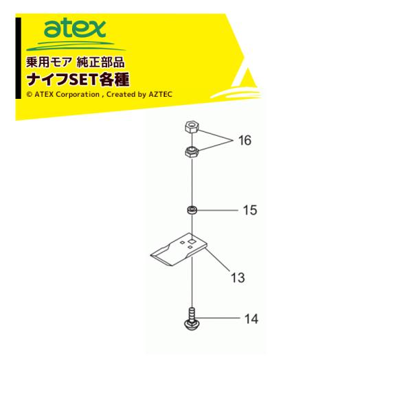 アテックス <オプション部品>乗用モア ナイフ+ボルトSET ナット