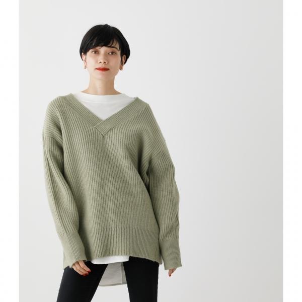 Wide Rib V N Knit ワイドリブvネックニット レディース トップス ニット 長袖 Markdown 250daa70 360i Azul By Moussy 通販 Yahoo ショッピング