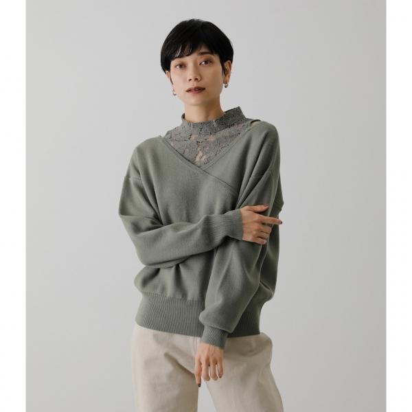 Lace Docking Cache Coeur Tops レースドッキングカシュクールトップス レディース トップス ニット 長袖 Markdown 250dam70 3i Azul By Moussy 通販 Yahoo ショッピング