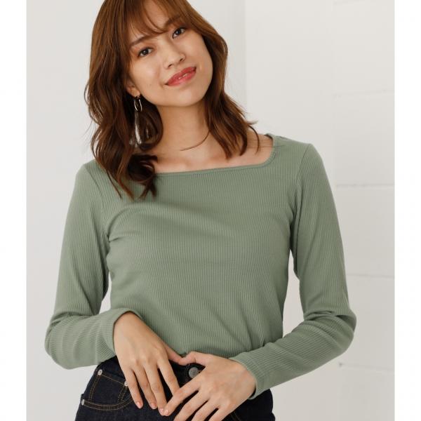 Square Neck Rib L S Tops スクエアネックリブロングスリーブトップス レディース トップス カットソー 長袖 Markdown 250dam80 234h Azul By Moussy 通販 Yahoo ショッピング