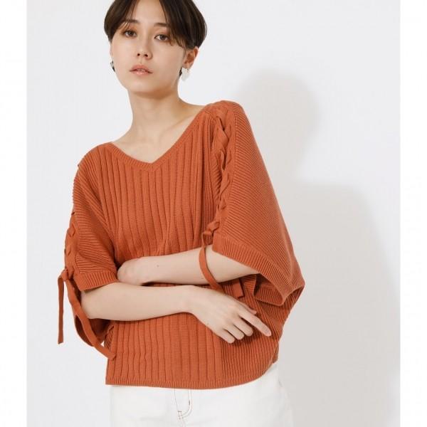 2way Shoulder Lace Up Knit 2wayショルダーレースアップニット レディース トップス ニット 5部 7部袖 Markdown 250dss70 076c Azul By Moussy 通販 Yahoo ショッピング