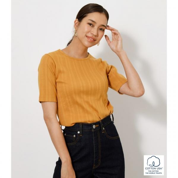 Cotton Usa Randomrib T コットンusaランダムリブtシャツ レディース トップス カットソー 5部 7部袖 Markdown 250dss80 211d Azul By Moussy 通販 Yahoo ショッピング