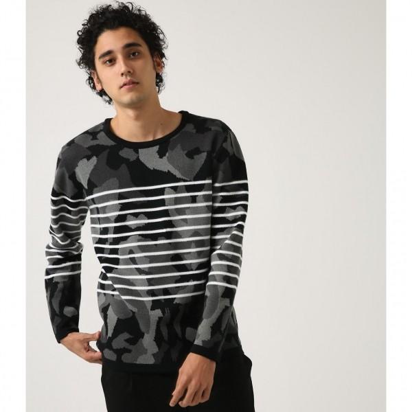 迷彩ボーダークルーネック長袖プルオーバー メンズ トップス カットソー 長袖 Markdown 251csd70 031i Azul By Moussy 通販 Yahoo ショッピング