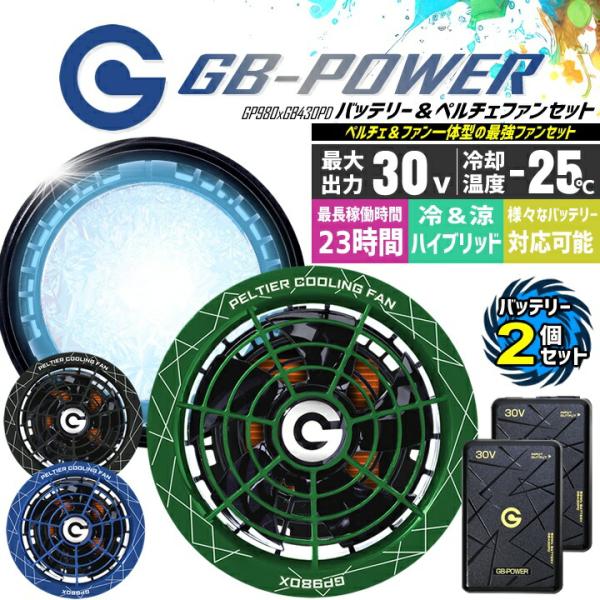 【即日発送】長信ジャパン 冷却ペルチェファン（30V ペルチェファン1セット＆バッテリー2セット）GP980 GB430PD GB-POWER 15か月保証 冷却プレート