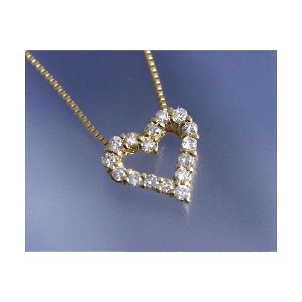 ネックレス ダイヤモンド0.2ct オープンハート K18イエローゴールド 4月誕生石